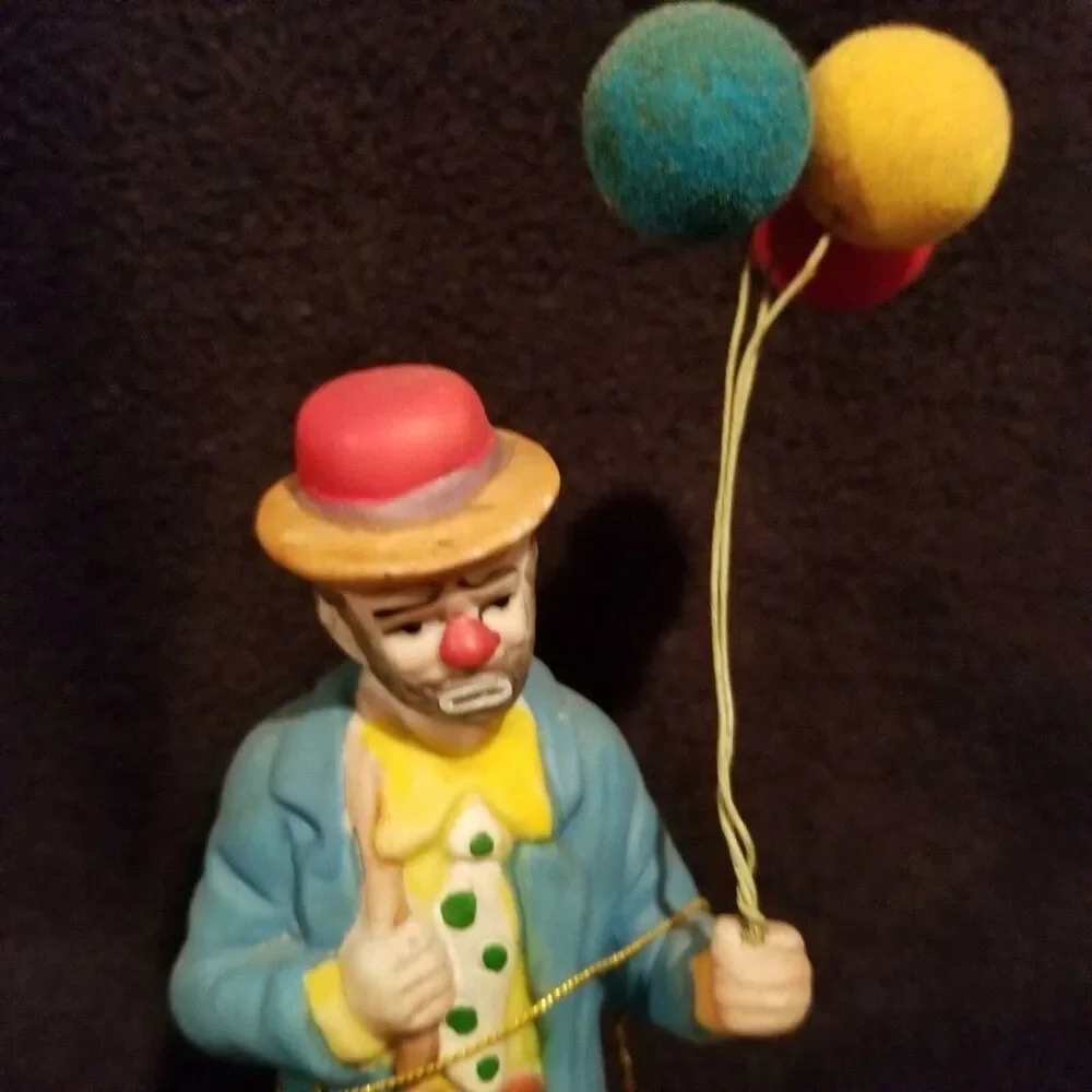 Emmet Kelly Jr EKJ Flambro Clown Hobo Balloons Vintage Handpainted Porcelain